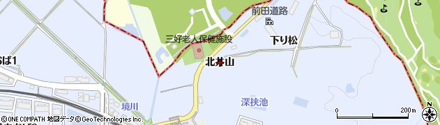 愛知県みよし市福谷町（北井山）周辺の地図