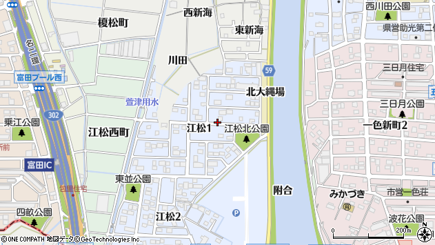 〒454-0954 愛知県名古屋市中川区江松の地図