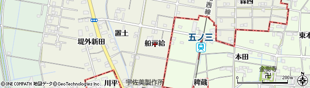 愛知県愛西市西保町（船戸給）周辺の地図