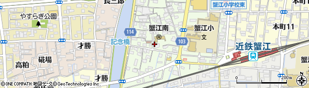 蟹江町役場　蟹江児童館周辺の地図