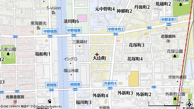 〒454-0051 愛知県名古屋市中川区大山町の地図