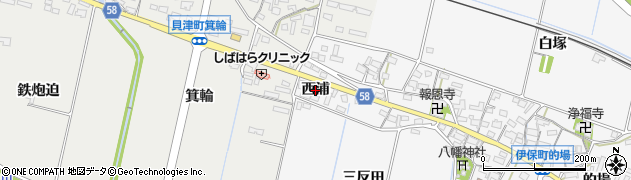 愛知県豊田市伊保町（西浦）周辺の地図