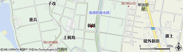愛知県愛西市森川町（新越）周辺の地図