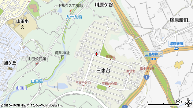 〒411-0017 静岡県三島市三恵台の地図