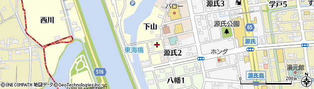 愛知県海部郡蟹江町蟹江新田下山周辺の地図