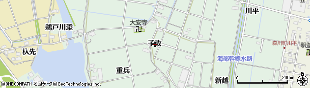 愛知県愛西市森川町子改周辺の地図
