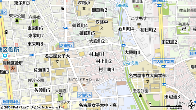 〒467-0008 愛知県名古屋市瑞穂区村上町の地図