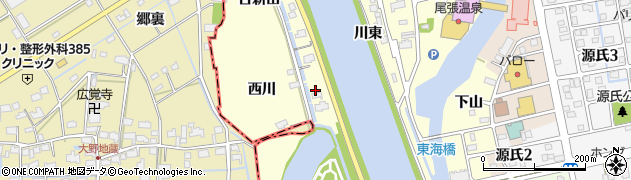 愛知県海部郡蟹江町蟹江新田銭袋周辺の地図