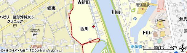 愛知県海部郡蟹江町蟹江新田西川周辺の地図