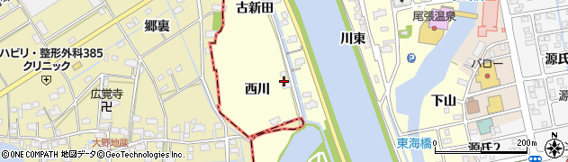 愛知県蟹江町（海部郡）蟹江新田（西川）周辺の地図