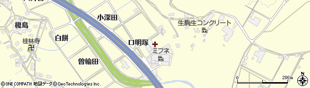 愛知県豊田市御船町（口明塚）周辺の地図