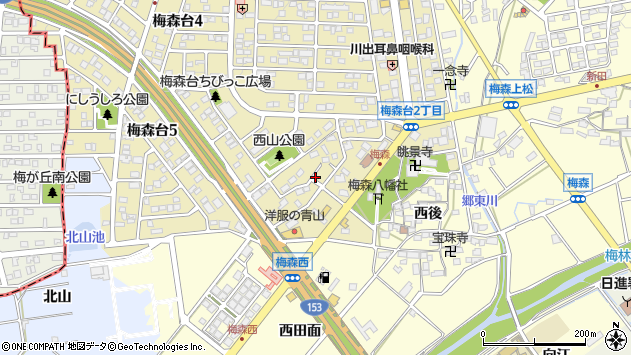 〒470-0133 愛知県日進市梅森台の地図