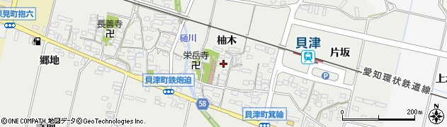 愛知県豊田市貝津町柚木周辺の地図