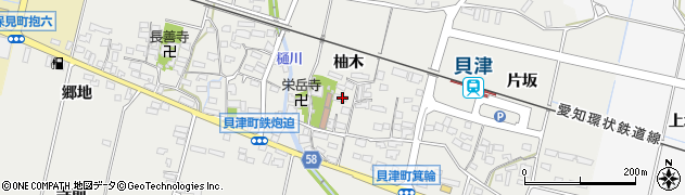 愛知県豊田市貝津町（柚木）周辺の地図