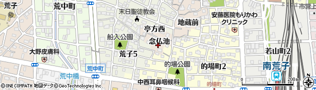 愛知県名古屋市中川区荒子町（念仏池）周辺の地図