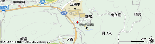 愛知県豊田市足助町（落部）周辺の地図