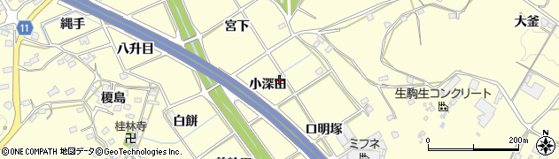 愛知県豊田市御船町（小深田）周辺の地図