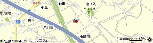 愛知県豊田市御船町宮下周辺の地図