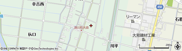 愛知県愛西市森川町百石山周辺の地図
