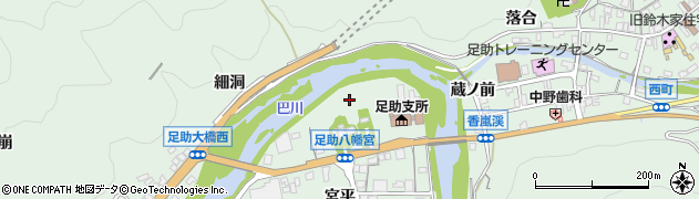 愛知県豊田市足助町（宮ノ後）周辺の地図
