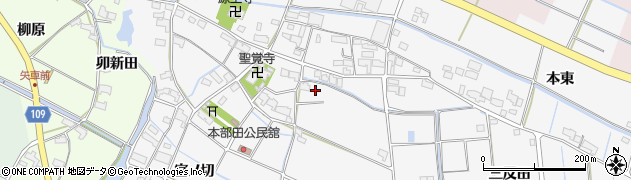 愛知県愛西市本部田町周辺の地図