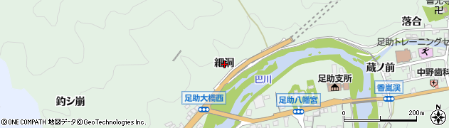 愛知県豊田市足助町細洞周辺の地図