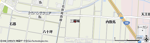 愛知県愛西市西保町三間城周辺の地図