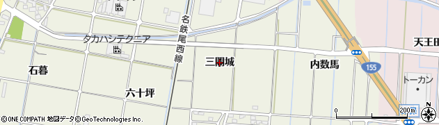 愛知県愛西市西保町（三間城）周辺の地図