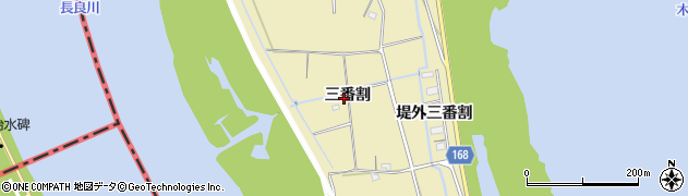 愛知県愛西市立田町（三番割）周辺の地図