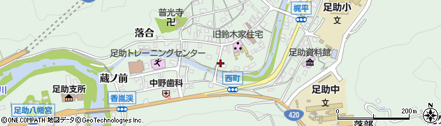 愛知県豊田市足助町（山王）周辺の地図