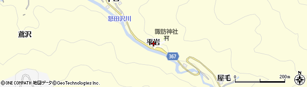 愛知県豊田市怒田沢町（平岩）周辺の地図