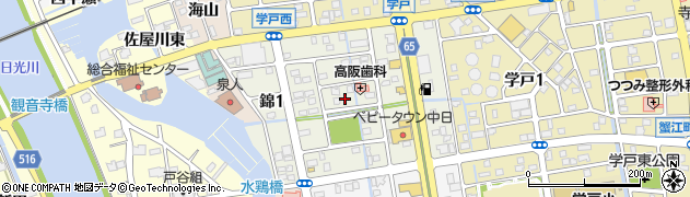 愛知県蟹江町（海部郡）錦周辺の地図