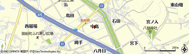 愛知県豊田市御船町（中島）周辺の地図