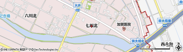 愛知県愛西市大井町（七川北）周辺の地図