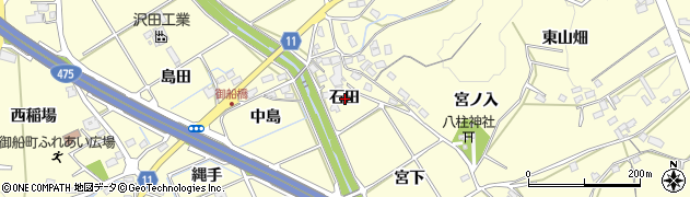 愛知県豊田市御船町石田周辺の地図