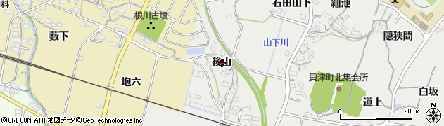 愛知県豊田市貝津町後山周辺の地図