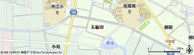愛知県愛西市東條町（五反田）周辺の地図
