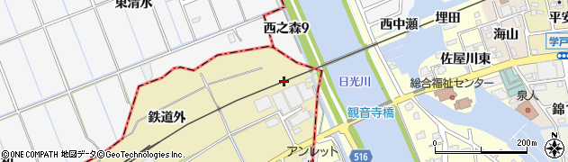 愛知県愛西市大野町大切周辺の地図