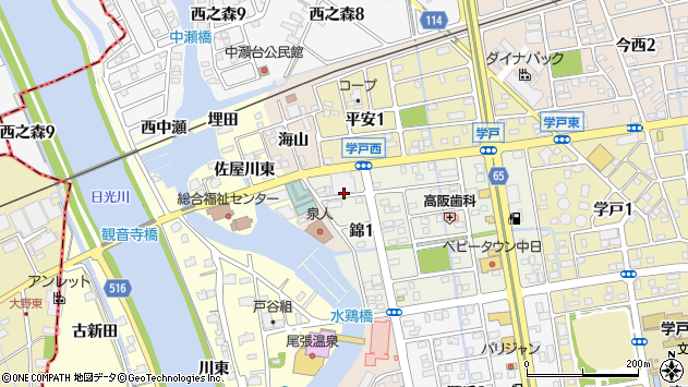 〒497-0054 愛知県海部郡蟹江町錦の地図