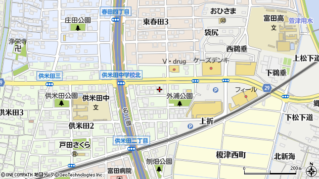 〒454-0984 愛知県名古屋市中川区供米田の地図