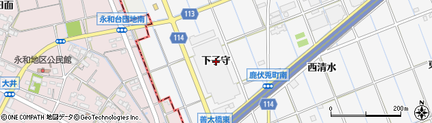 愛知県津島市鹿伏兎町（下子守）周辺の地図