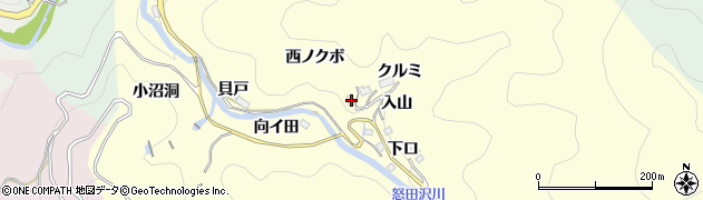 愛知県豊田市怒田沢町西ノクボ周辺の地図