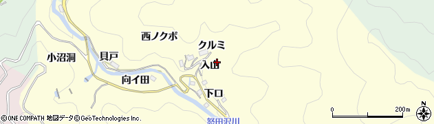 愛知県豊田市怒田沢町（入山）周辺の地図