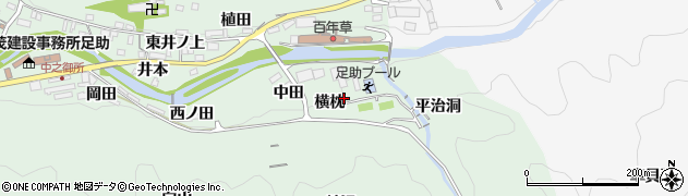 愛知県豊田市足助町横枕周辺の地図