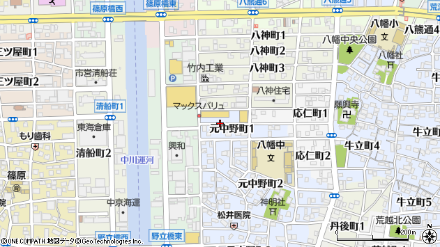 〒454-0048 愛知県名古屋市中川区元中野町の地図