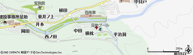 愛知県豊田市足助町横枕8周辺の地図