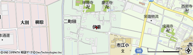 愛知県愛西市西條町（伊重）周辺の地図