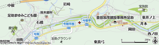 愛知県豊田市足助町八万周辺の地図