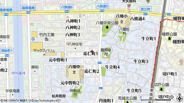 〒454-0042 愛知県名古屋市中川区応仁町の地図