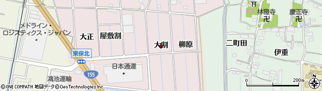 愛知県愛西市東保町（大割）周辺の地図